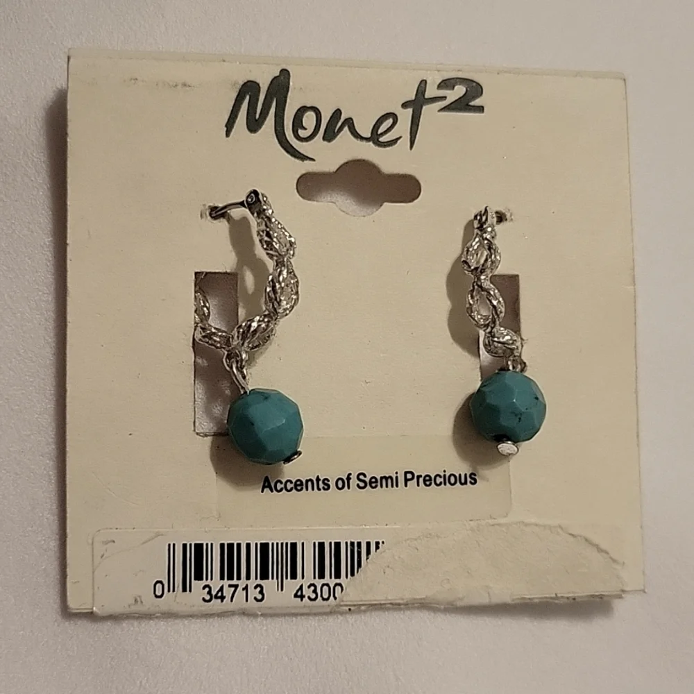 NWT Southwestern Style Turqouise Loop‎ Earrings Western Cowboy Boho